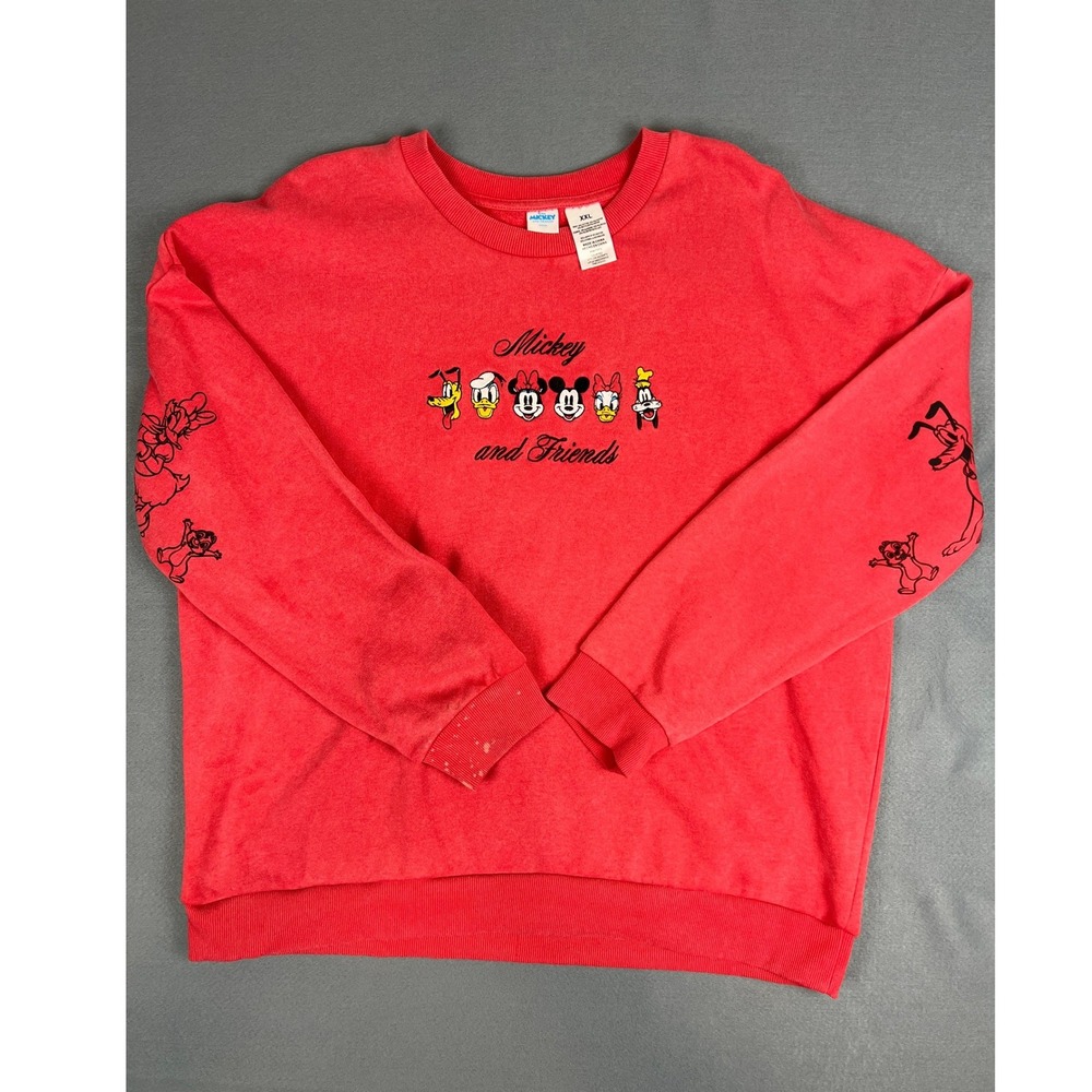 Vintage Aesthetic Disney Mickey and‎ Friends Sweatshirt, XXL, Red